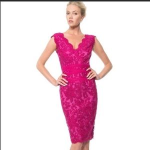 Tadashi Shoji Magenta Lace Sheath Dress Size 12